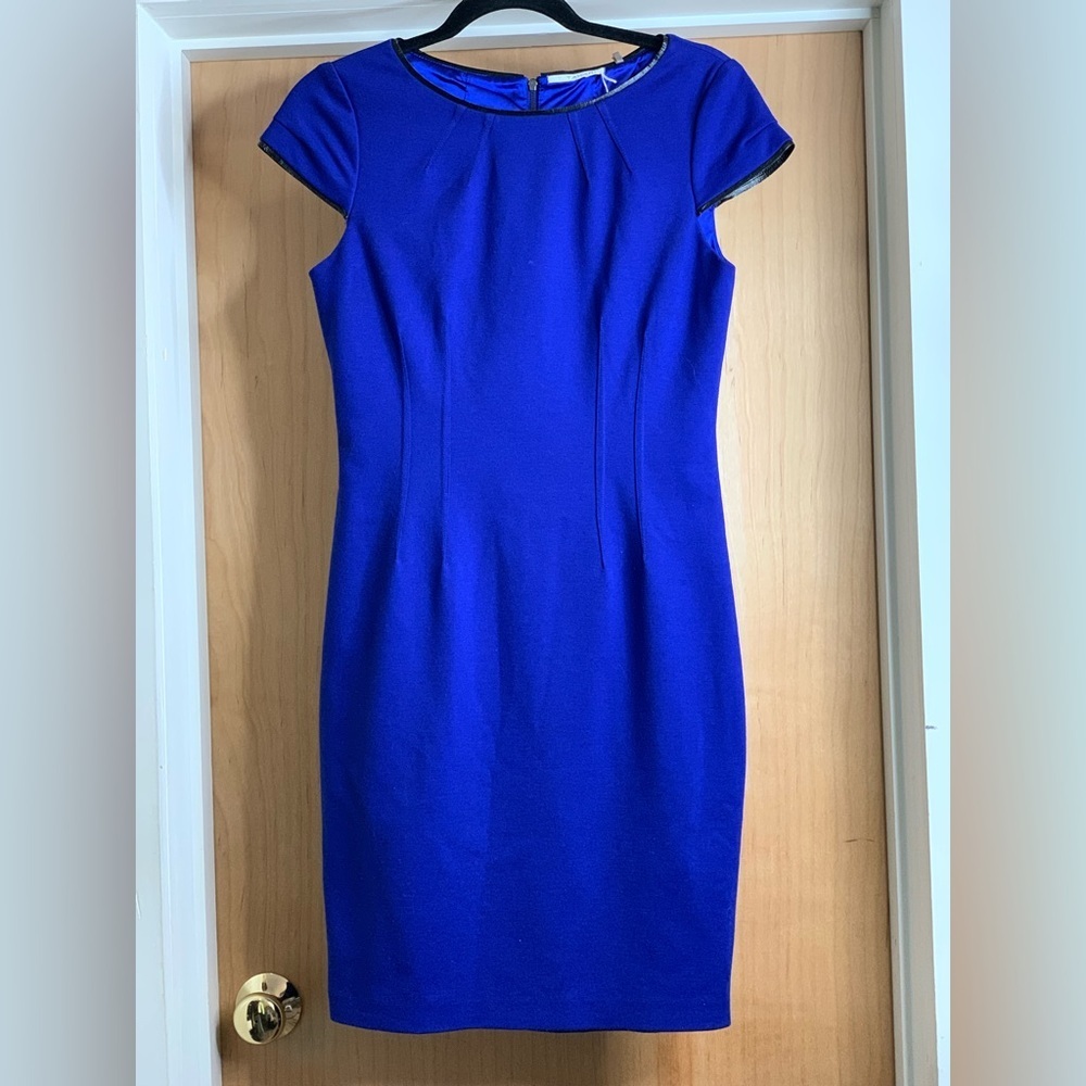 T Tahari Cobalt Blue Cap-Sleeve Sheath Dress